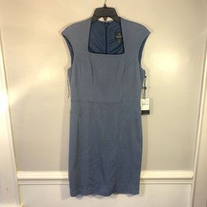 Adrianna Papell blue/white fitted cap sleeve dress